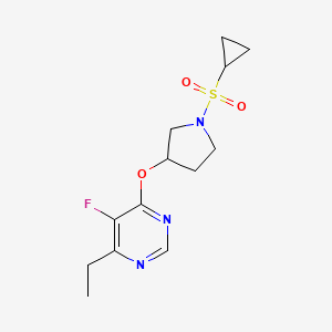 molecular formula C13H18FN3O3S B2380177 4-((1-(Cyclopropylsulfonyl)pyrrolidin-3-yl)oxy)-6-ethyl-5-fluoropyrimidine CAS No. 2034249-93-7