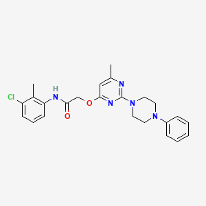 molecular formula C24H26ClN5O2 B2380179 N-(3-chloro-2-methylphenyl)-2-{[6-methyl-2-(4-phenylpiperazin-1-yl)pyrimidin-4-yl]oxy}acetamide CAS No. 1251579-95-9