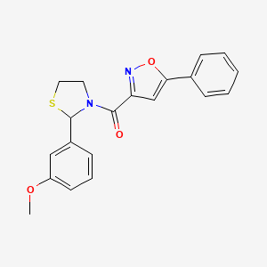 molecular formula C20H18N2O3S B2380180 (2-(3-Methoxyphenyl)thiazolidin-3-yl)(5-phenylisoxazol-3-yl)methanone CAS No. 2034471-75-3