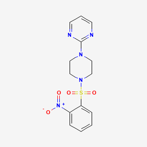 molecular formula C14H15N5O4S B2380192 2-{4-[(2-Nitrophenyl)sulfonyl]piperazino}pyrimidine CAS No. 545358-46-1