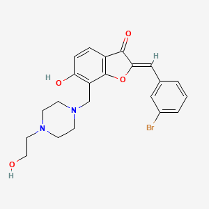 molecular formula C22H23BrN2O4 B2380207 (Z)-2-(3-bromobenzylidene)-6-hydroxy-7-((4-(2-hydroxyethyl)piperazin-1-yl)methyl)benzofuran-3(2H)-one CAS No. 896854-20-9