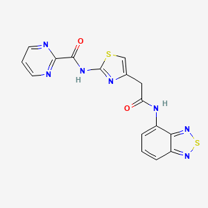 molecular formula C16H11N7O2S2 B2380209 N-(4-(2-(苯并[c][1,2,5]噻二唑-4-氨基)-2-氧代乙基)噻唑-2-基)嘧啶-2-甲酰胺 CAS No. 1286703-80-7