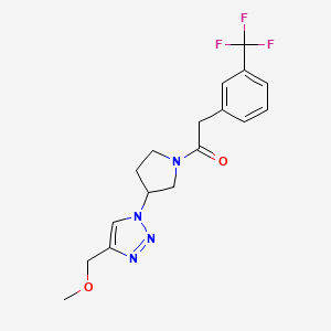 molecular formula C17H19F3N4O2 B2380214 1-{3-[4-(methoxymethyl)-1H-1,2,3-triazol-1-yl]pyrrolidin-1-yl}-2-[3-(trifluoromethyl)phenyl]ethan-1-one CAS No. 2097922-70-6