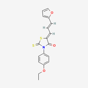 molecular formula C18H15NO3S2 B2380215 (Z)-3-(4-ethoxyphenyl)-5-((E)-3-(furan-2-yl)allylidene)-2-thioxothiazolidin-4-one CAS No. 861628-33-3