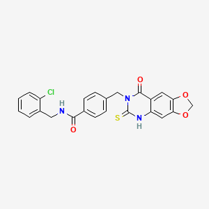 molecular formula C24H18ClN3O4S B2380219 N-[(2-chlorophenyl)methyl]-4-[(8-oxo-6-sulfanylidene-5H-[1,3]dioxolo[4,5-g]quinazolin-7-yl)methyl]benzamide CAS No. 688055-73-4