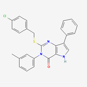 molecular formula C26H20ClN3OS B2380223 2-((4-chlorobenzyl)thio)-7-phenyl-3-(m-tolyl)-3H-pyrrolo[3,2-d]pyrimidin-4(5H)-one CAS No. 2034555-12-7