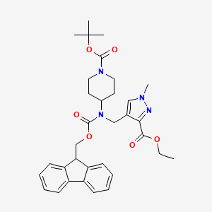 molecular formula C33H40N4O6 B2380227 Tert-butyl 4-[(3-ethoxycarbonyl-1-methylpyrazol-4-yl)methyl-(9H-fluoren-9-ylmethoxycarbonyl)amino]piperidine-1-carboxylate CAS No. 2155856-50-9