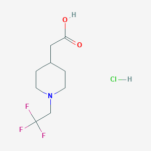 molecular formula C9H15ClF3NO2 B2380231 2-[1-(2,2,2-Trifluoroethyl)piperidin-4-yl]acetic acid hydrochloride CAS No. 1922897-45-7
