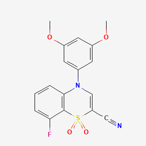 molecular formula C17H13FN2O4S B2380238 4-(3,5-dimethoxyphenyl)-8-fluoro-4H-benzo[b][1,4]thiazine-2-carbonitrile 1,1-dioxide CAS No. 1207056-68-5