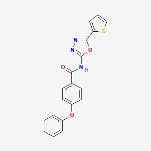 molecular formula C19H13N3O3S B2380246 4-phenoxy-N-(5-(thiophen-2-yl)-1,3,4-oxadiazol-2-yl)benzamide CAS No. 865288-02-4