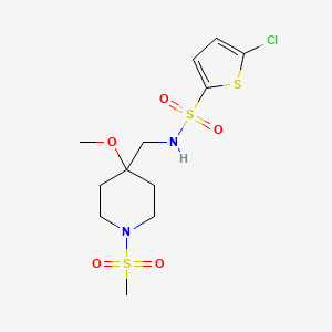 molecular formula C12H19ClN2O5S3 B2380263 5-Chloro-N-[(4-methoxy-1-methylsulfonylpiperidin-4-yl)methyl]thiophene-2-sulfonamide CAS No. 2415502-81-5