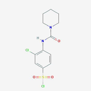 molecular formula C12H14Cl2N2O3S B2380264 3-氯-4-(哌啶-1-羰基氨基)苯磺酰氯 CAS No. 678185-85-8