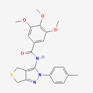 molecular formula C22H23N3O4S B2380267 3,4,5-trimethoxy-N-[2-(4-methylphenyl)-4,6-dihydrothieno[3,4-c]pyrazol-3-yl]benzamide CAS No. 361172-32-9