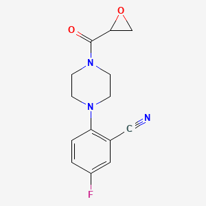 molecular formula C14H14FN3O2 B2380269 5-Fluoro-2-[4-(oxirane-2-carbonyl)piperazin-1-yl]benzonitrile CAS No. 2411201-67-5