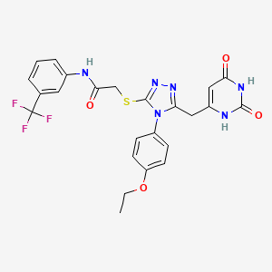 molecular formula C24H21F3N6O4S B2380272 2-[[5-[(2,4-二氧代-1H-嘧啶-6-基)甲基]-4-(4-乙氧基苯基)-1,2,4-三唑-3-基]硫烷基]-N-[3-(三氟甲基)苯基]乙酰胺 CAS No. 896677-24-0