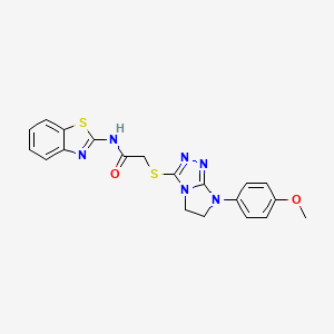 molecular formula C20H18N6O2S2 B2380274 N-(苯并[d]噻唑-2-基)-2-((7-(4-甲氧基苯基)-6,7-二氢-5H-咪唑并[2,1-c][1,2,4]三唑-3-基)硫代)乙酰胺 CAS No. 921858-33-5