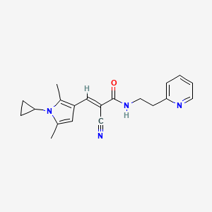 molecular formula C20H22N4O B2380275 (E)-2-氰基-3-(1-环丙基-2,5-二甲基吡咯-3-基)-N-(2-吡啶-2-基乙基)丙-2-烯酰胺 CAS No. 1100225-23-7