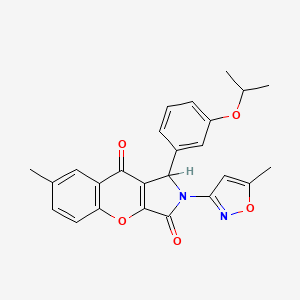 molecular formula C25H22N2O5 B2380276 1-(3-Isopropoxyphenyl)-7-methyl-2-(5-methyl-3-isoxazolyl)-1,2-dihydrochromeno[2,3-c]pyrrole-3,9-dione CAS No. 874397-07-6