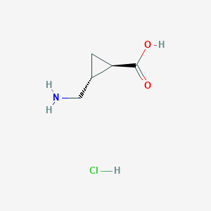 molecular formula C5H10ClNO2 B2380278 (1R,2R)-2-(Aminomethyl)cyclopropane-1-carboxylic acid;hydrochloride CAS No. 154001-60-2