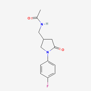 molecular formula C13H15FN2O2 B2380280 N-((1-(4-fluorophenyl)-5-oxopyrrolidin-3-yl)methyl)acetamide CAS No. 954596-14-6