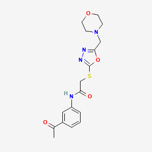 molecular formula C17H20N4O4S B2380284 N-(3-acetylphenyl)-2-((5-(morpholinomethyl)-1,3,4-oxadiazol-2-yl)thio)acetamide CAS No. 915189-05-8
