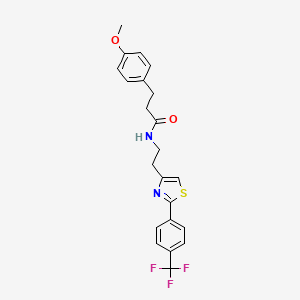 molecular formula C22H21F3N2O2S B2380286 3-(4-methoxyphenyl)-N-(2-(2-(4-(trifluoromethyl)phenyl)thiazol-4-yl)ethyl)propanamide CAS No. 896375-36-3