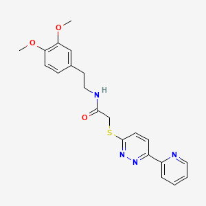 molecular formula C21H22N4O3S B2380288 N-(3,4-dimethoxyphenethyl)-2-((6-(pyridin-2-yl)pyridazin-3-yl)thio)acetamide CAS No. 887211-79-2