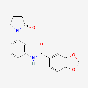 molecular formula C18H16N2O4 B2380294 N-[3-(2-oxopyrrolidin-1-yl)phenyl]-1,3-benzodioxole-5-carboxamide CAS No. 922886-92-8