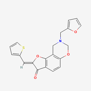 molecular formula C20H15NO4S B2380296 (Z)-8-(furan-2-ylmethyl)-2-(thiophen-2-ylmethylene)-8,9-dihydro-2H-benzofuro[7,6-e][1,3]oxazin-3(7H)-one CAS No. 951939-93-8
