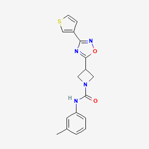 molecular formula C17H16N4O2S B2380330 3-(3-(噻吩-3-基)-1,2,4-恶二唑-5-基)-N-(间甲苯基)氮杂环丁烷-1-甲酰胺 CAS No. 1396747-28-6