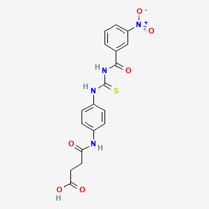 molecular formula C18H16N4O6S B2380332 4-((4-(3-(3-Nitrobenzoyl)thioureido)phenyl)amino)-4-oxobutanoic acid CAS No. 402945-20-4