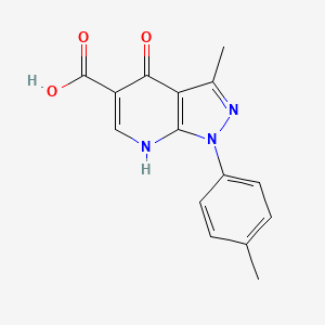molecular formula C15H13N3O3 B2380334 4-hydroxy-3-methyl-1-(p-tolyl)-1H-pyrazolo[3,4-b]pyridine-5-carboxylic acid CAS No. 1334373-43-1