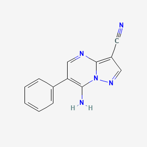 molecular formula C13H9N5 B2380335 7-Amino-6-phenylpyrazolo[1,5-a]pyrimidine-3-carbonitrile CAS No. 320417-39-8