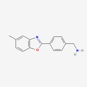 molecular formula C15H14N2O B2380340 1-[4-(5-Methyl-1,3-benzoxazol-2-yl)phenyl]methanamine CAS No. 875000-07-0