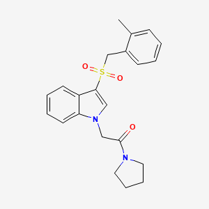 molecular formula C22H24N2O3S B2380342 3-[(2-methylbenzyl)sulfonyl]-1-(2-oxo-2-pyrrolidin-1-ylethyl)-1H-indole CAS No. 878057-67-1