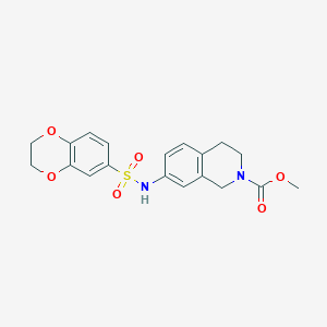 molecular formula C19H20N2O6S B2380344 methyl 7-(2,3-dihydrobenzo[b][1,4]dioxine-6-sulfonamido)-3,4-dihydroisoquinoline-2(1H)-carboxylate CAS No. 1448075-94-2
