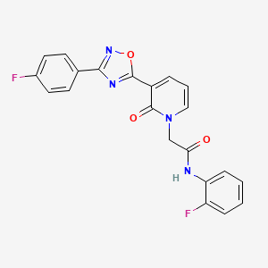 molecular formula C21H14F2N4O3 B2380347 N-(2-fluorophenyl)-2-(3-(3-(4-fluorophenyl)-1,2,4-oxadiazol-5-yl)-2-oxopyridin-1(2H)-yl)acetamide CAS No. 1251628-45-1