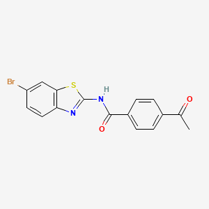 molecular formula C16H11BrN2O2S B2380349 4-acetyl-N-(6-bromo-1,3-benzothiazol-2-yl)benzamide CAS No. 313683-75-9