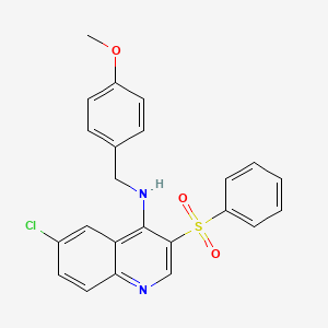 molecular formula C23H19ClN2O3S B2380350 6-chloro-N-(4-methoxybenzyl)-3-(phenylsulfonyl)quinolin-4-amine CAS No. 895647-07-1