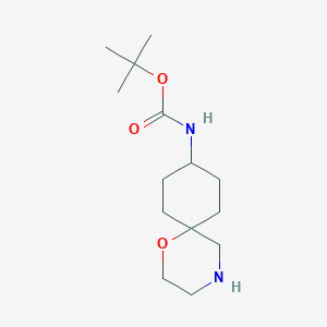 molecular formula C14H26N2O3 B2380357 叔丁基(1-氧杂-4-氮杂螺[5.5]十一烷-9-基)氨基甲酸酯 CAS No. 2137530-34-6