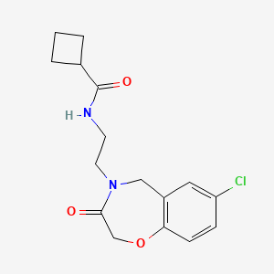 molecular formula C16H19ClN2O3 B2380358 N-(2-(7-chloro-3-oxo-2,3-dihydrobenzo[f][1,4]oxazepin-4(5H)-yl)ethyl)cyclobutanecarboxamide CAS No. 2034226-50-9