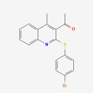 molecular formula C18H14BrNOS B2380374 1-{2-[(4-Bromophenyl)sulfanyl]-4-methyl-3-quinolinyl}-1-ethanone CAS No. 400074-45-5