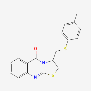 molecular formula C18H16N2OS2 B2380376 3-{[(4-methylphenyl)sulfanyl]methyl}-2,3-dihydro-5H-[1,3]thiazolo[2,3-b]quinazolin-5-one CAS No. 477845-71-9