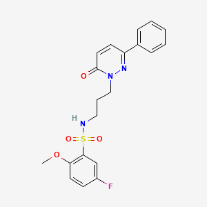 molecular formula C20H20FN3O4S B2380389 5-氟-2-甲氧基-N-(3-(6-氧代-3-苯基吡啶嗪-1(6H)-基)丙基)苯磺酰胺 CAS No. 1021075-74-0