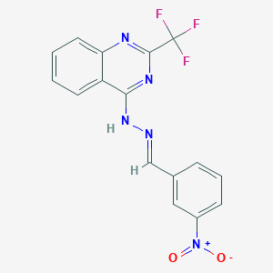 molecular formula C16H10F3N5O2 B2380392 3-硝基苯甲醛N-(2-(三氟甲基)-4-喹唑啉基)腙 CAS No. 303148-94-9