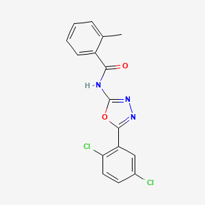 molecular formula C16H11Cl2N3O2 B2380393 N-(5-(2,5-二氯苯基)-1,3,4-噁二唑-2-基)-2-甲基苯甲酰胺 CAS No. 891138-43-5
