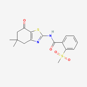 molecular formula C17H18N2O4S2 B2380395 N-(5,5-dimethyl-7-oxo-4,6-dihydro-1,3-benzothiazol-2-yl)-2-methylsulfonylbenzamide CAS No. 896361-03-8