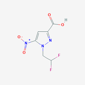 molecular formula C6H5F2N3O4 B2380397 1-(2,2-Difluoroethyl)-5-nitropyrazole-3-carboxylic acid CAS No. 1328640-66-9