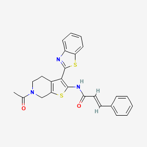 molecular formula C25H21N3O2S2 B2380400 N-(6-acetyl-3-(benzo[d]thiazol-2-yl)-4,5,6,7-tetrahydrothieno[2,3-c]pyridin-2-yl)cinnamamide CAS No. 887896-37-9