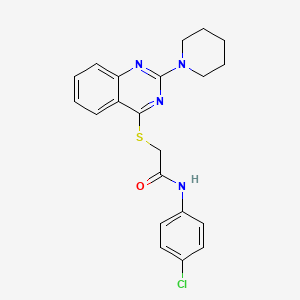 molecular formula C21H21ClN4OS B2380403 N-(4-chlorophenyl)-2-[(2-piperidin-1-ylquinazolin-4-yl)thio]acetamide CAS No. 1115469-84-5